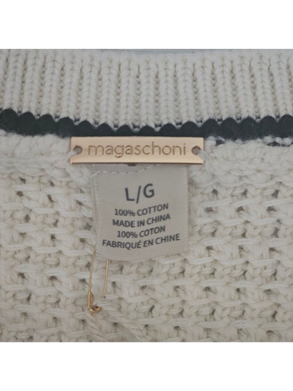 Magaschoni Cream Textured Knit Sleeveless Button-Front Sweater Vest Size Large - Picture 6 of 10